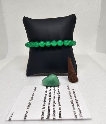 CUARZO PULSERA MAS PIEDRA VERDE ATRAE DINERO BUENA SUERTE AL INSTANTE 
