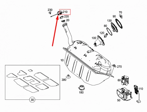 NUEVO TAPA DEPÓSITO COMBUSTIBLE MERCEDES-BENZ E W211 A2214700605 221-470-06-05 Foto 2 de 4