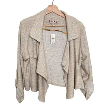 ANTHROPOLOGIE DOLAN Drape Open Front Jacket Knit Blazer Tab Sleeve Size LP NWT