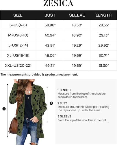 Spring Leopard Print Open Front Knit Cardigan Coat - Long Sleeves - Picture 58 of 148