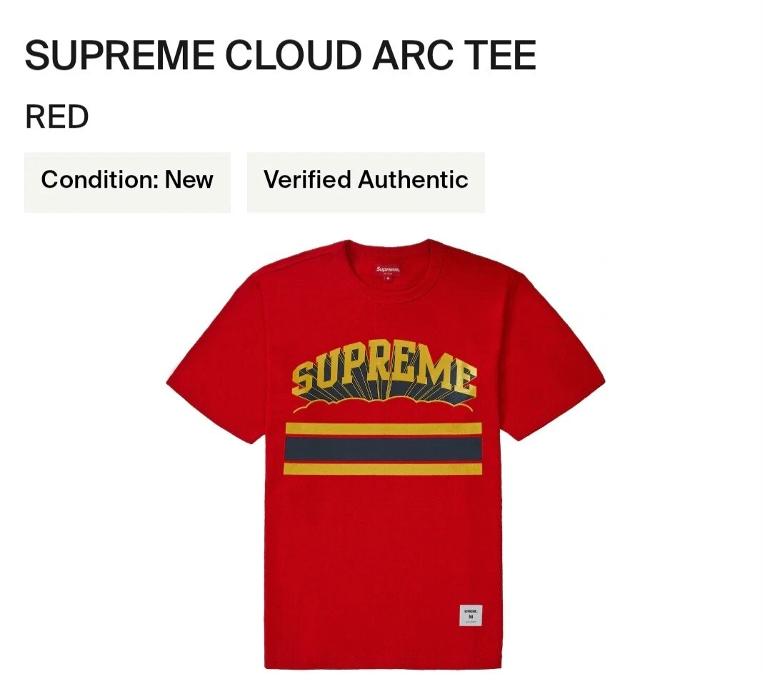 T SHIRT LOGO SUPREME ARC CLOUD PRINTEMPS ÉTÉ 2019 SS19 ROUGE LARGE NEUF