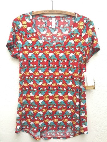 Lularoe Disney Specchio Geometrico Paperino Rosso Classico T Top Piccolo - Foto 1 di 2