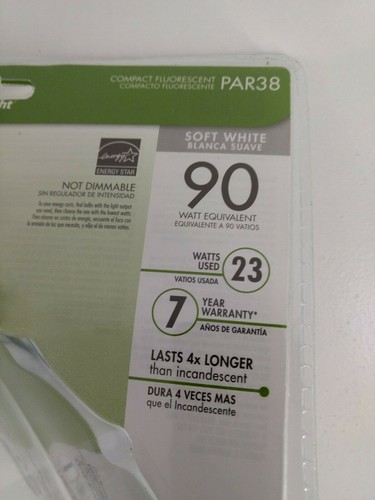TCP 23w par38 compact florescent CFL soft white durabright 1200 lumens 2700k - Picture 3 of 5