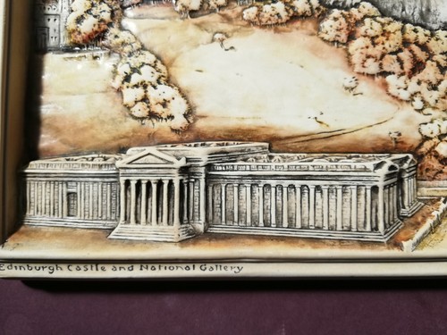 Bossons Ivorex Edinburgh Castle and National Gallery hand painted wall plaque - Foto 3 di 9