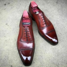Handmade Men's Formal Shoes, Genuine Leather Lace up Dress Shoes Custom Shoes
