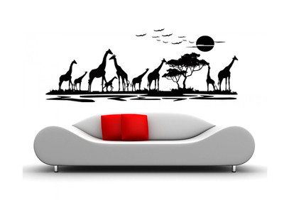 WandTattoo Afrika Tier Giraffe 200x55 Baum waf04L