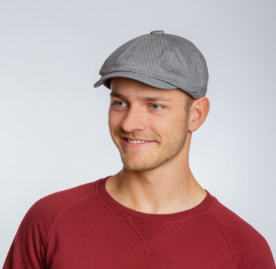 Herren Flat Cap (Schiebermütze) Ballonform, grau