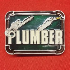 Plumbing Plumber Pipefitter Pipe Wrench Tool 80s Nos Vintage Belt Buckle