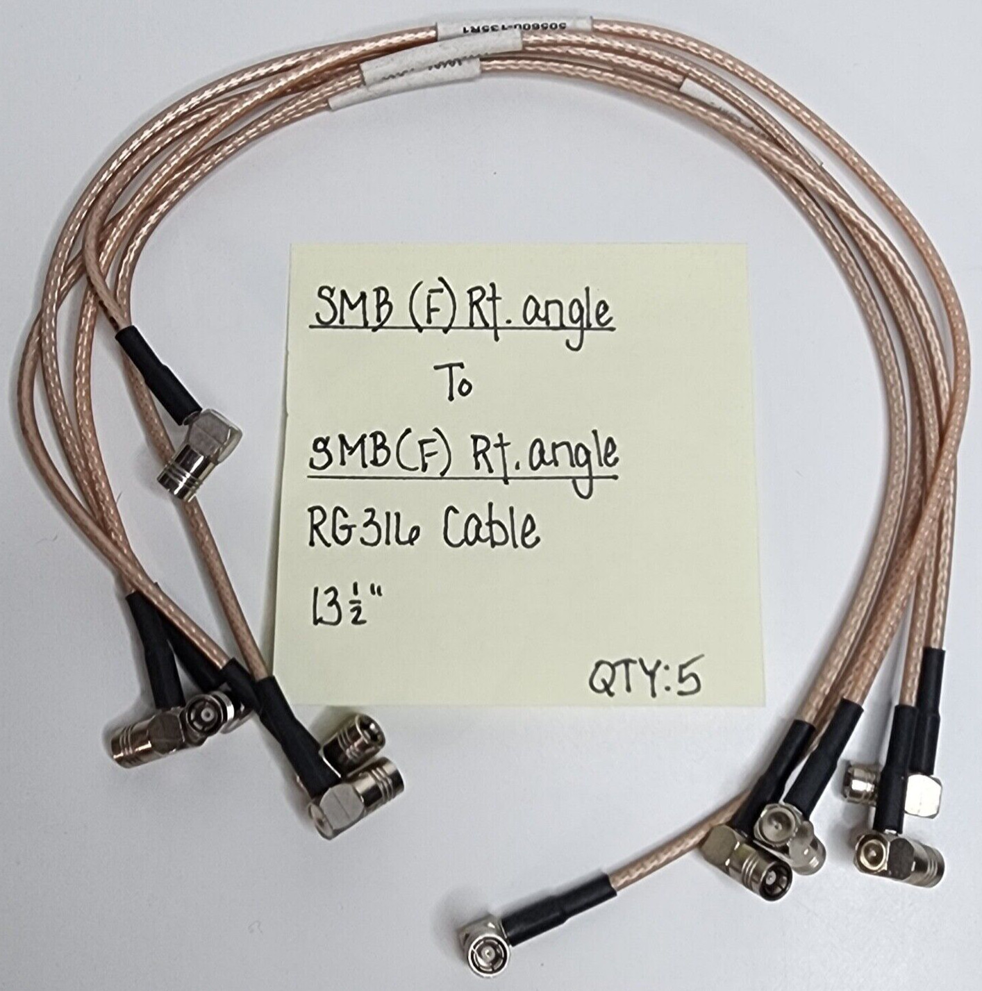 (5) SMB(Female) Right Angle to SMB(Female) Right Angle RG316 Cables 13.5"