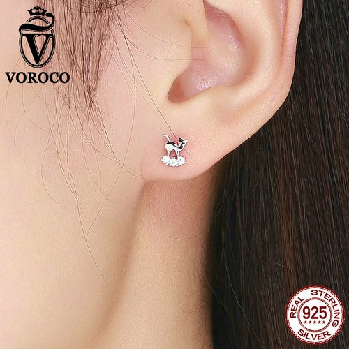 Voroco S925 Sterling Silver Stud Hook Earrings Charm CZ Women Party Jewelry Gift - Picture 11 of 176
