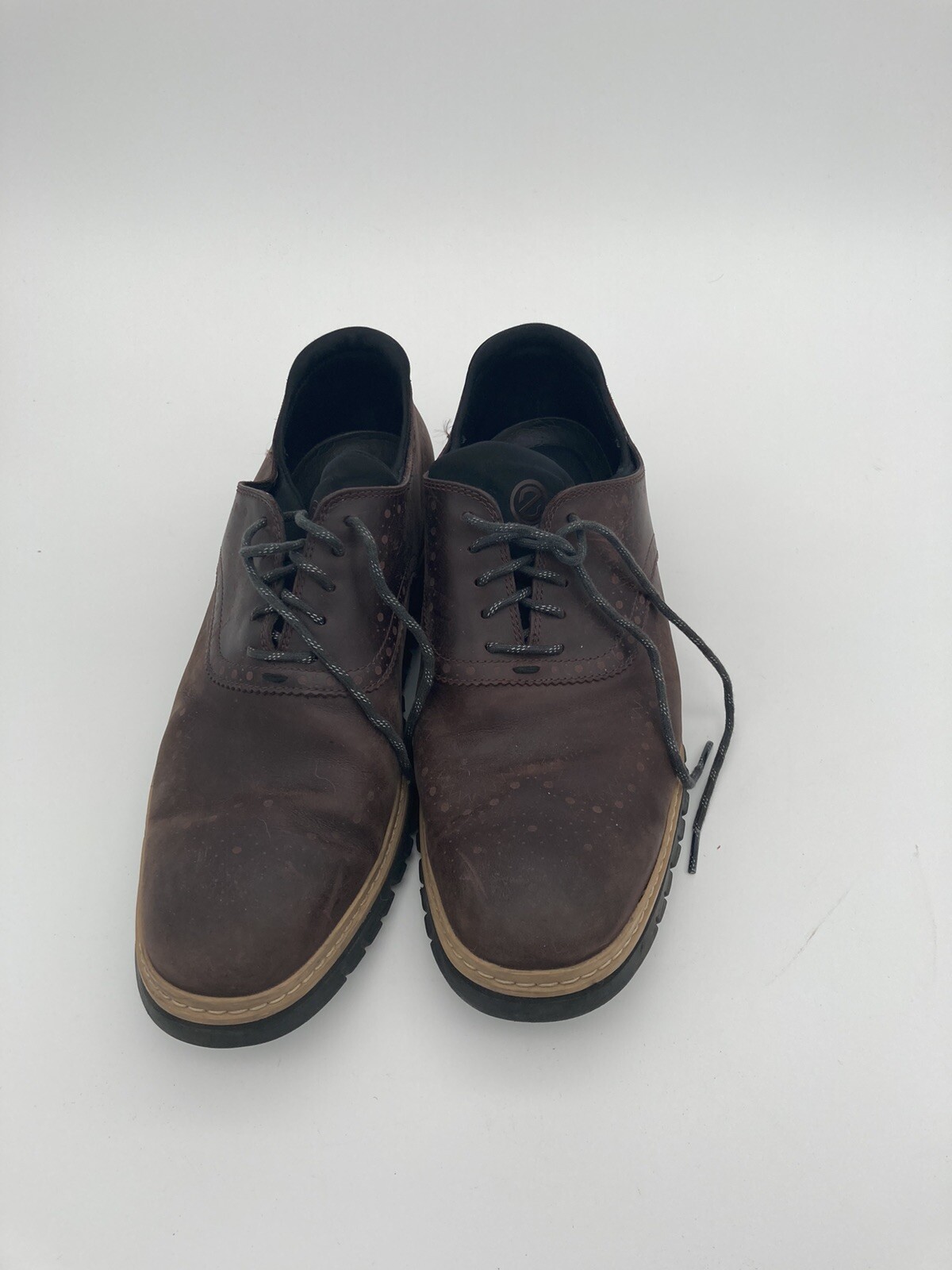 SAOLA Cole Haan da uomo ZERØGRAND Wingtip Oxford marrone pelle nera taglia 11 M C31685