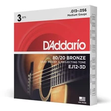 D Addario 80 20 Bronze Acoustic Guitar Strings 13 56 Medium Bright Sound