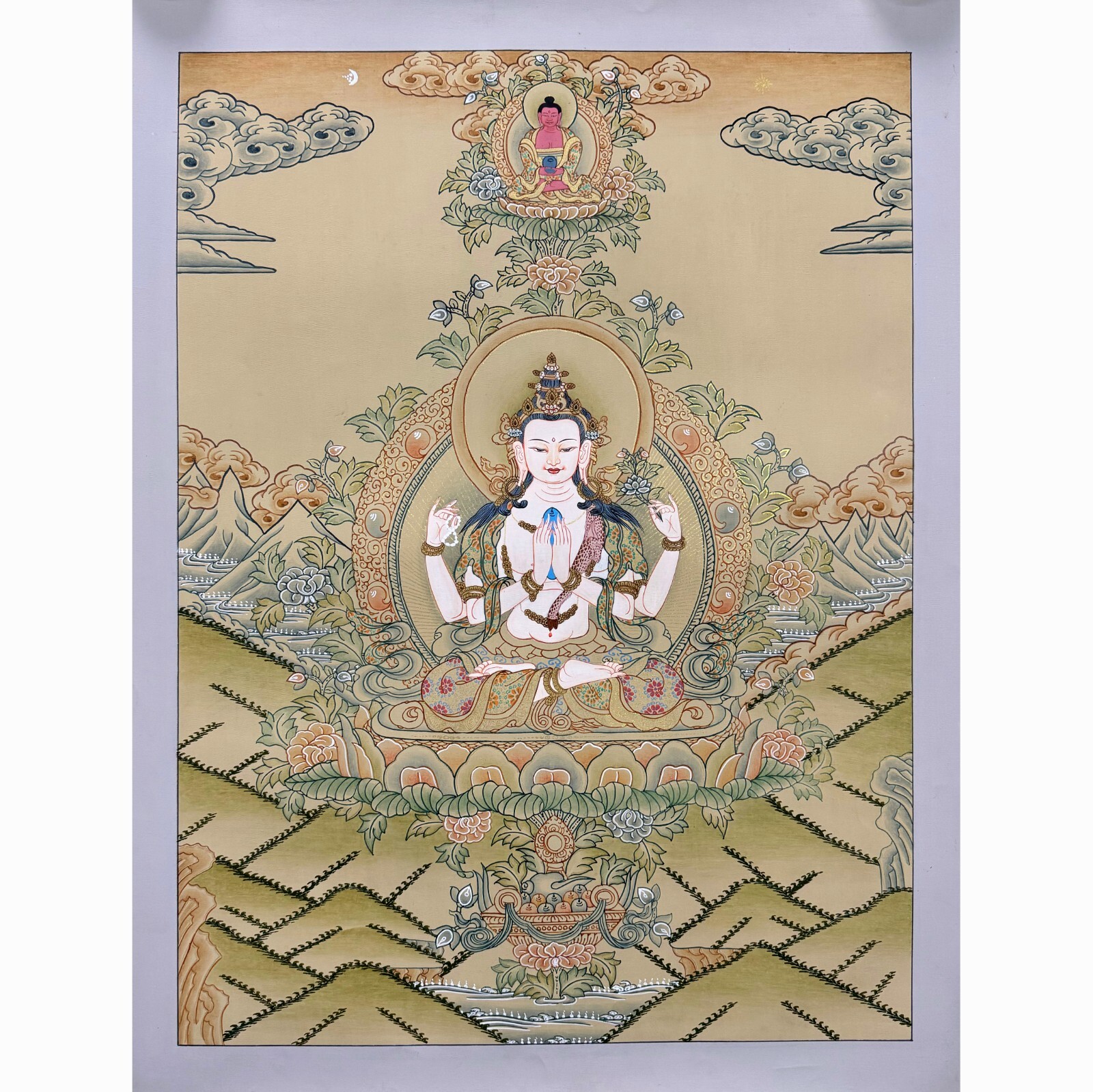 Consecrated Chenrezig, Avalokiteshvara Thangka, Blessed Thangka