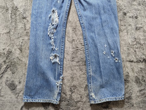 Pantalones de mezclilla para hombre Levi's 501XX con botones desgastados talla 32x33 lavado medio - Imagen 10 de 15