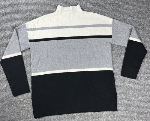 Maglione Cynthia Rowley donna extra large colorblock righe grigio panna nero - Foto 5 di 14