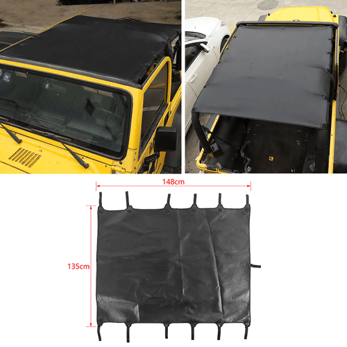 Car Top Roof Cover PU Leather Soft Sunshade For 1997-2006 Jeep Wrangler TJ Black - Bild 2 von 23