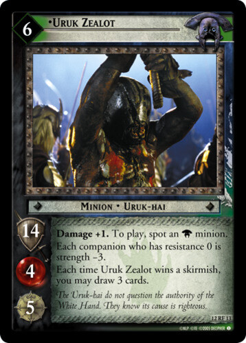 LOTR CCG 1x  Uruk Zealot - 12RF13 - Foil Moderate Play Black Rider