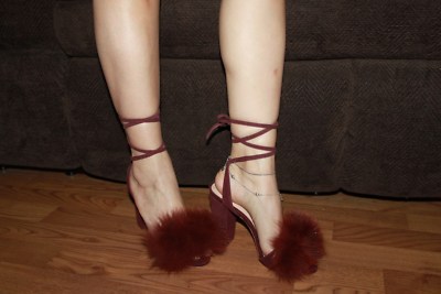 LOEFFLER RANDALL Fur Block Heels Brown Shoes Sz 5 BNIB!