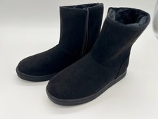 New Girls' Holland Zipper Shearling Style Boots - Cat Jack Black Sz 4 Big Kid