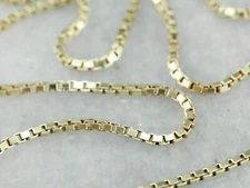 10K Solid Yellow Gold Box Necklace Real Chain 16" 18" 20" 22" 24" 26" 30"