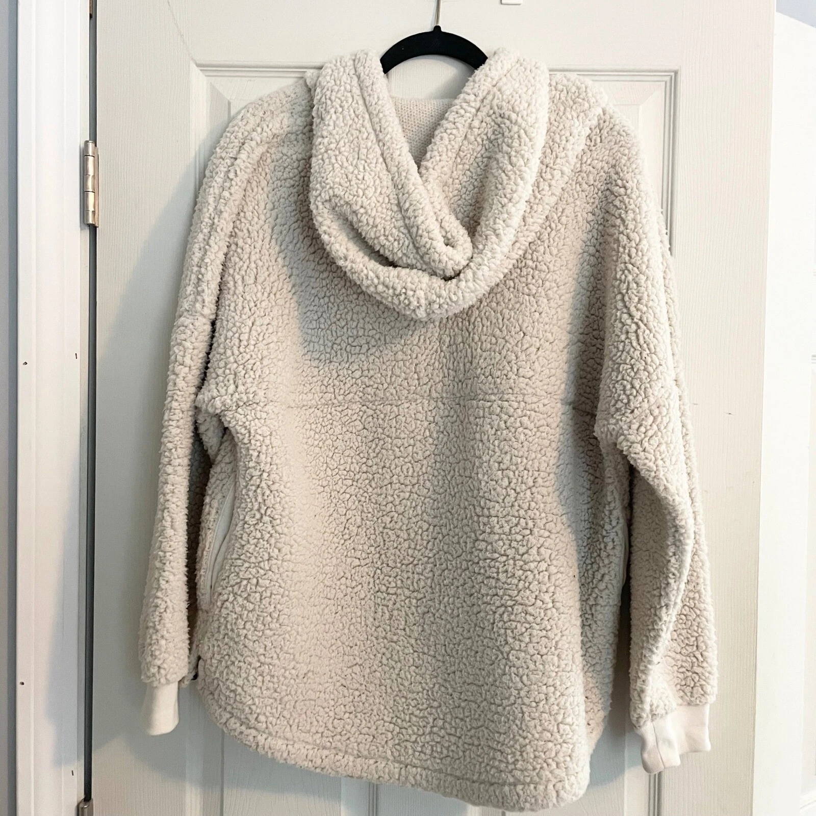 UNDERCOVER ROSA Victoria's Secret Sherpa Pullover Felpa con Cappuccio Mezza Zip Accogliente Comodo Grande Teddy