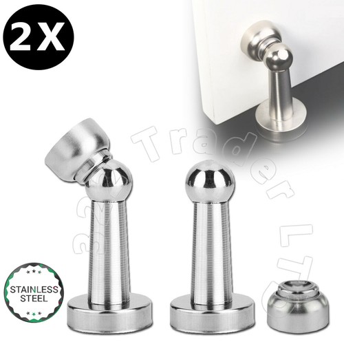 2x Magnetic Door Stop Buffer Wedge Stop Holder Stopper Stainless Steel RUST FREE - Picture 2 of 5