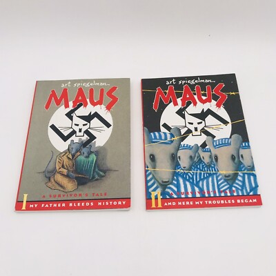 Maus: A Survivor's Tale Vol. 1 & 2 Graphic Novel Art Spiegelman Set Lot 1992 VTG