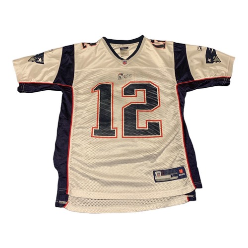 Reebok NFL New England Patriots Tom Brady #12 White Jersey Youth Sz L 14/16 - Picture 1 of 5