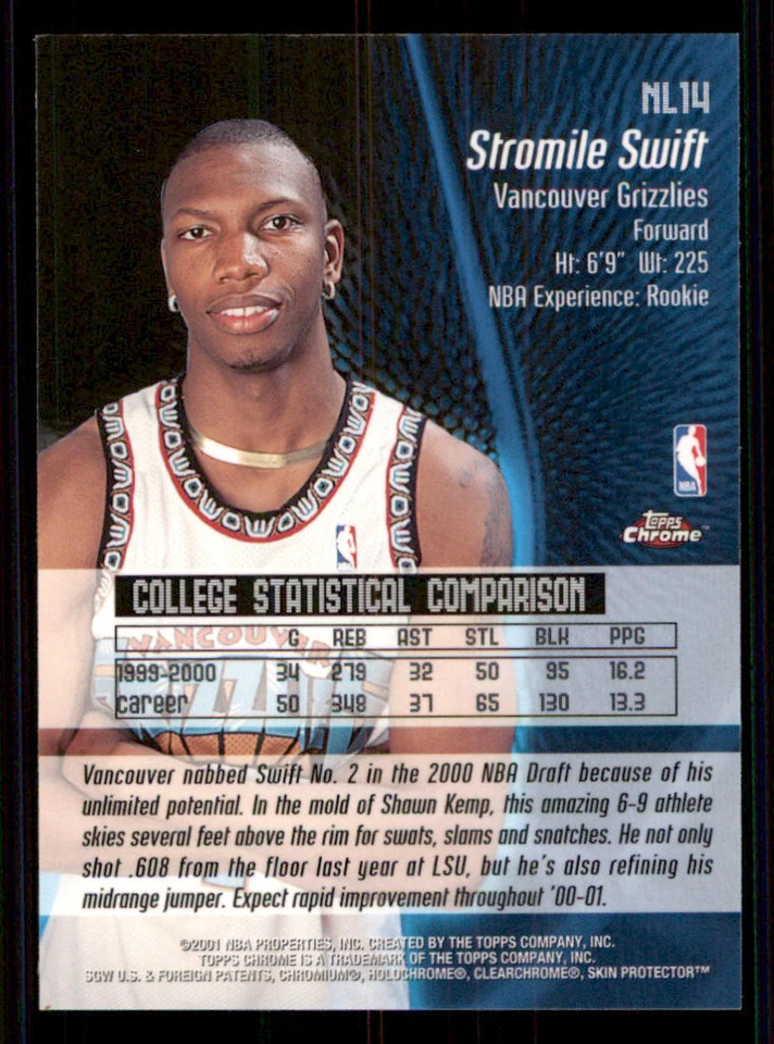 2000-01 Topps Chrome No Limit #NL14 Stromile Swift - Image 2 of 2