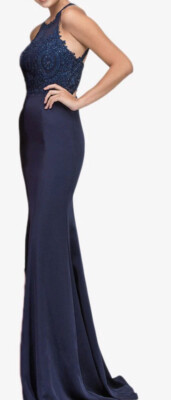Eureka Navy blue Formal Dress Haltered Mermaid Gown Sparkle Size XL Bridesmaid | eBay Eureka Navy blue Formal Dress Haltered Mermaid Gown Sparkle Size XL Bridesmaid | eBay