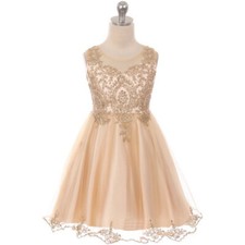 CHAMPAGNE Size 12 Flower Girl Dress Bridesmaid Birthday Graduation Party Wedding