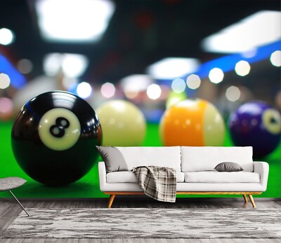 3D Billiard Game K9761 Wallpaper Mural Self-adhesive Removable Sticker Panda