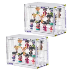 2pcs 3-Tier Acrylic Display Case Stackable Dustproof Transparent Showcase Boxes