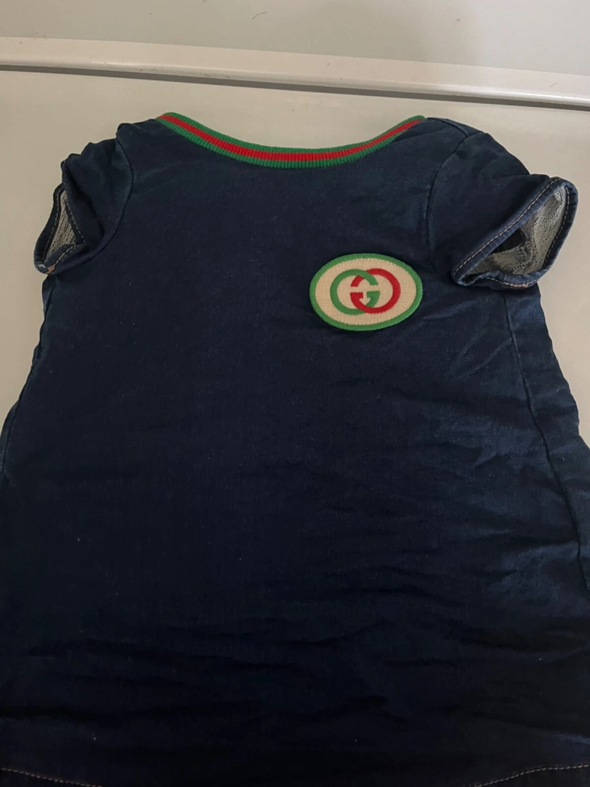 Robe gucci fille taille 9/12 mois denim avec logo gg rouge et vert