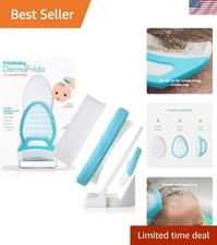 The Ultimate Baby Cradle Cap Care Kit - White-Blue FlakeFixer with Storage Stand