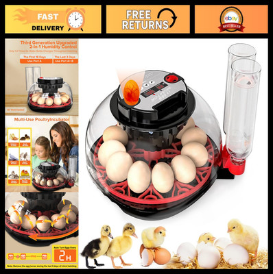 Automatic Egg Incubator with Humidity Control & Egg Turner for Chickens, Ducks,