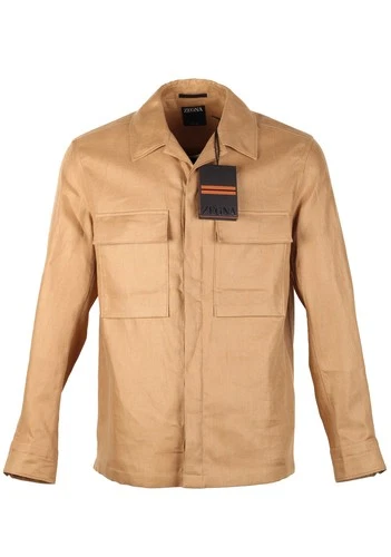 ZEGNA Oasi Lino Camel Overshirt Size 52 IT / 42R U.S.  New With Tags