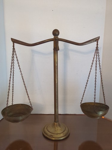 Vintage Brass Justice Scale  15.5 Inches Tall