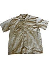 Dickies 1574 Short Sleeve Work Shirt Khaki Men  s XL Original Fit Button Front