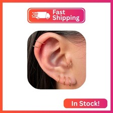 Small Gold or Sterling Silver Huggie Hoop Earrings for Women Girls Cartilage Nos