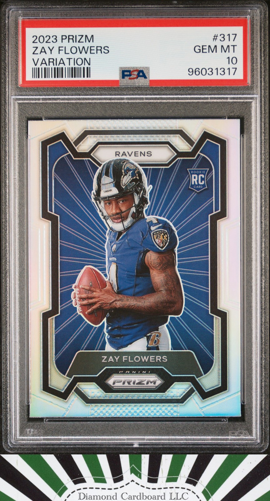 2023 Panini Prizm #317 Zay Flowers Variation Image PSA 10 Silver