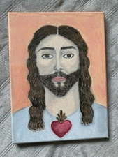 Hand Painted Jesus Christ Painting Acrylic On Canvas Catholic Religious Art