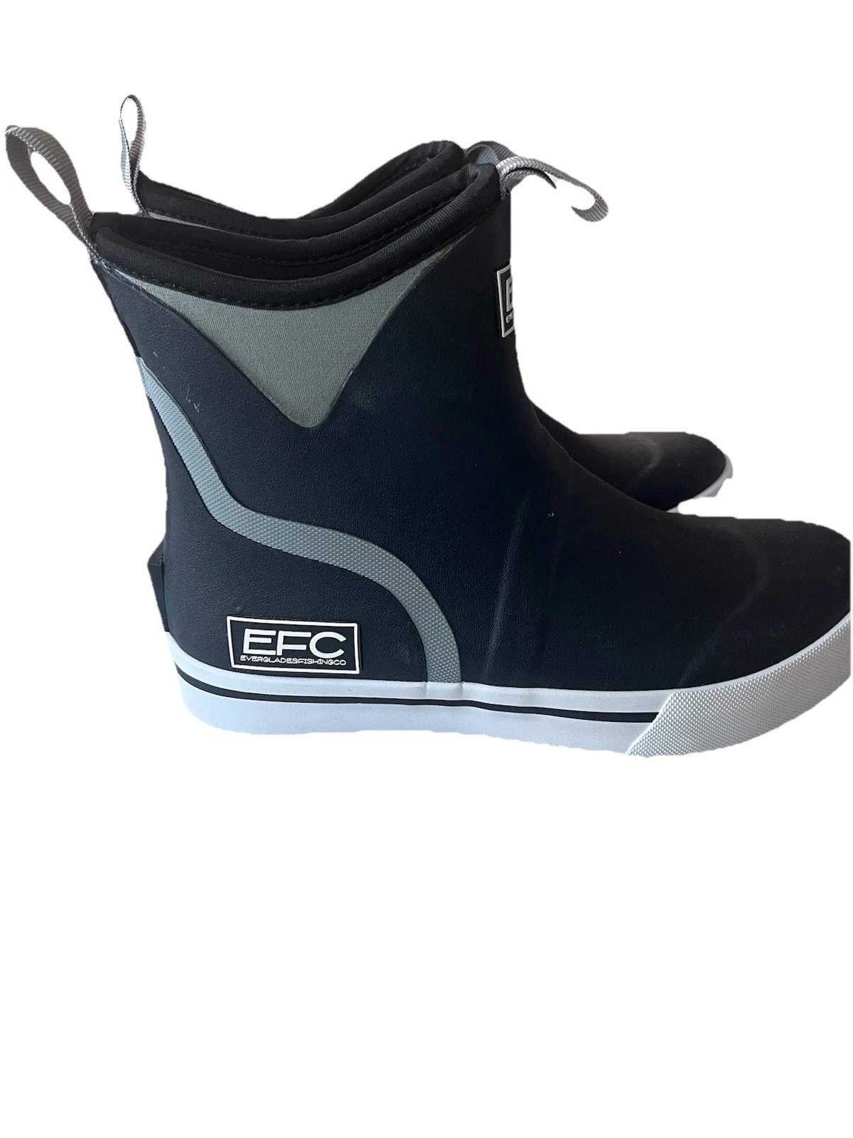 EFC Everglades Fishing Co Waterproof Deck Boots Black Gray women’s Sz 7NEW