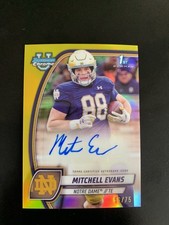 2024 Bowman U Chrome Mitchell Evans Auto /75 Notre Dame Yellow Refractor Panther