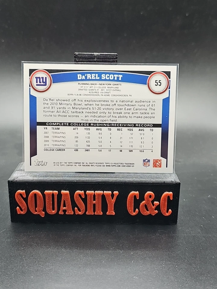 2011 Topps - Da'Rel Scott #55 (RC) - Image 2 of 2