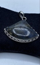 Sterling Silver Labradorite Triangle Shaped Pendant 28.7g