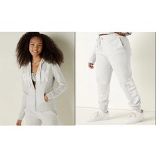 PINK Victoria's Secret Gray Zip-Up Hoodie  Jogger Sweatpants Set Size