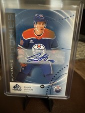 2025-26 Upper Deck SP Game Used Quinn Hutson Blue Auto RC Edmonton Oilers