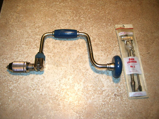 Vintage Stanley 02 253 10" Bit Brace Hand Drill with Irwin Bits Excellent