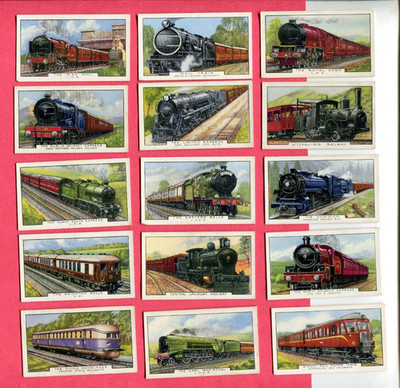 1937 GALLAHER LTD. TRAINS OF THE WORLD 15 DIFFERENT TOBACCO CARD LOT